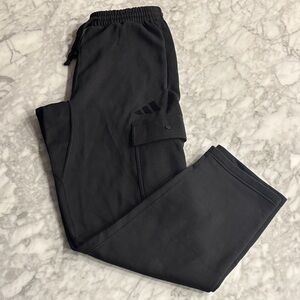 Adidas black “all season” cargo pants open hem